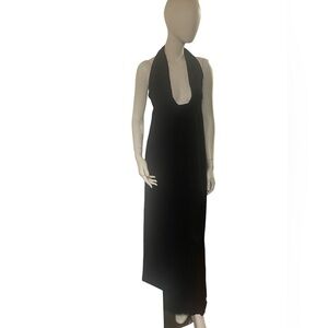 Elan black halter open back maxi dress size small